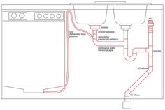 the wiring diagram for a dishwasher and water heater, including two different hoses