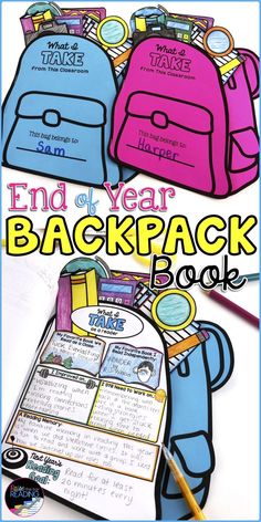 the end of year backpack book is shown