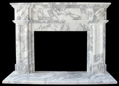 a white marble fireplace with columns