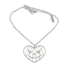 Pumpkin Heart Necklace - Kreepsville Heart Necklace Silver, Kreepsville 666, Goth Accessories, Kendra Scott Necklace, Layered Necklaces Silver, Halloween Jack O Lanterns, Casual Jewelry, Mermaid Necklace, Cameo Necklace