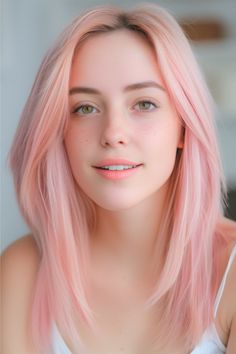 Blush Pink Blonde Hair Color Idea. Straight Long Layers, Blush Hair, Ideas Haircut, Funky Hair