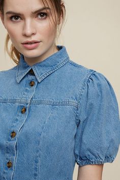 Lightwash puff sleeve denim shirt dress with seamed detail. Wearing length is approximately 90cm. 100% Cotton. Machine washable. Dresses Blue, Denim Shirt Dress, Dorothy Perkins, Denim Shirt, Blue Dresses, Puff Sleeve, Shirt Dress, Buy Online, Shop Now