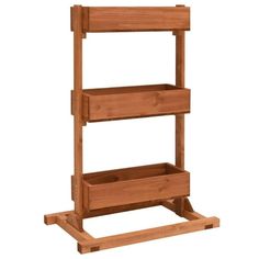 a wooden shelf with three drawers on it