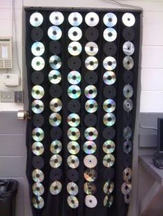 there is a shower curtain made out of cds