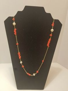 J. Crew GoldTone Necklace. Condition is NWT. Necklace has faux pearls and orange beads. Elegant Orange Beaded Chain Necklace, Elegant Long Orange Necklace, Elegant Orange Necklace With Lobster Clasp, Elegant Orange Beaded Chain Jewelry, Antique Jewelry Necklace, Vintage Watches, Antique Jewelry, Faux Pearl, Vintage Antiques