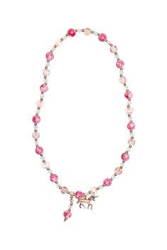 You're sure to be charmed by our Boutique Pink Crystal Necklace Assortment. This necklace set features pink and clear crystal beads, metallic accents. One necklace comes with a beautiful pink flower & the other has a magical unicorn charm. Pair it with our Boutique Pink Crystal bracelet for the perfect set. Find matching bracelet, here. Recommended Age: 3+ Pink Flower Necklace With Round Beads For Gift, Adjustable Pink Charm Necklace With Round Beads, Pink Adjustable Charm Necklace With Round Beads, Pink Crystal Necklace, Pink Crystal Bracelet, Unicorn Charm, Beautiful Pink Flowers, Magical Unicorn, Matching Bracelet