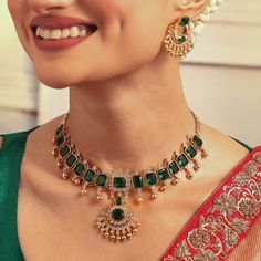 Buy Tarinika's Emerald Shine CZ Choker Set | Indian Jewelry