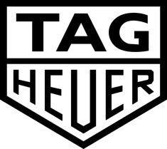 the tag heuer logo is shown in black and white, as well as an image of