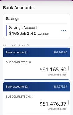 an iphone screen showing bank accounts and savings