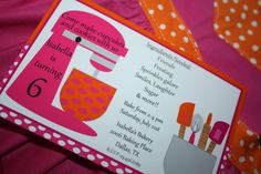 a pink and orange birthday card with an image of a mixer in the center on it