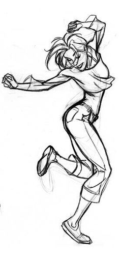 a drawing of a woman running with her arms outstretched