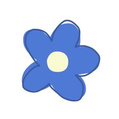 a blue flower with yellow center