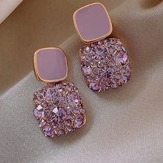 Light Weight Business Casual Minimalist, Baublebar Earrings, Earrings Square, Trendy Business Casual, Gold Earrings For Women, Purple Crystal, Skull Earrings, Professional Dresses, Crystal Stud Earrings