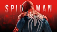 spider - man standing in front of a red background with the words'spiderman'on it