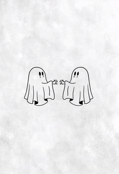 two ghost characters facing each other with one holding the other's hand