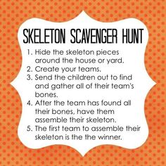 the skeleton scavenger hunt is an easy activity for kids to practice their skills