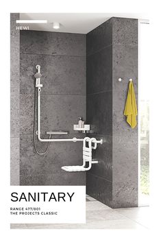 an image of a shower with the name sanitary on it