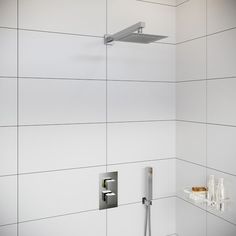 the shower head is mounted on the wall