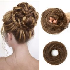 PRICES MAY VARY. 1. Easy to Use: Our messy bun scrunchie is made from 100% human hair, making it perfect for adding volume and fullness to your bun or ponytail. 2. Natural Look: Made with high-quality hair, our faux hair bun gives you a natural, elegant look. 3. Comfortable Wear: Our bun hair pieces for women are designed for all-day wear, so you can feel comfortable and confident no matter where you go. 4. Versatile: Whether you're looking for a casual or formal look, our messy bun hair piece h Fake Hair Buns, Brown With Highlights, Bun Scrunchie, Bun Extensions, Tousled Updo, Messy Bun Hair Piece, Faux Hair, Bun Hair Piece, 100 Human Hair Extensions