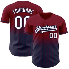 Custom Maroon Pinstripe White-Navy Authentic Fade Fashion Baseball Jersey Baseball Jersey Men, Logo Wear, Blue Football, Orange Texas, White Jersey, Number 3, Baseball Shirts, Baseball Jersey, Button Design