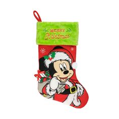 a christmas stocking with mickey mouse on it