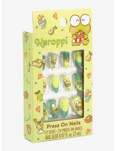 Sanrio Keroppi Pearls Press On Nails — BoxLunch Exclusive | BoxLunch Kerropi Nail Designs, Sanrio Style, Sanrio Keroppi, Punk Nails, Hello Kitty Themes, Princess And The Frog, Princess Tiana, Dream Gift, Rollerball Perfume