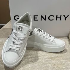 Givenchy X Chito City Court Sneakers White/Black Made In Italy Brand New With Box And Dust Bag 100% Calf Leather Size 35 Currently On Nordstrom And Givenchy Website For $675 Plus Tax Luxury Low-top Sneakers For Running, Luxury White Platform Sneakers With Branded Insole, Givenchy Sneakers Outfit, Luxury White Platform Sneakers With Vulcanized Sole, Luxury Low-top Cotton Sneakers, Designer White Low-top Platform Sneakers, Givenchy Sneakers Woman, Givenchy Sneakers Men, Givenchy Sneakers