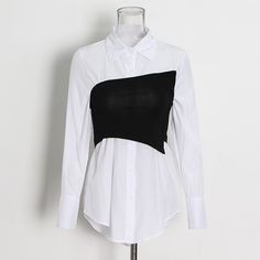 F00164275-103 Stitching Shirt, I Feel Happy, White Tube Top, Ateez Concert, The Cardigans, Buckle Top, British Women, Off Shoulder Shirt, Business Casual Outfits For Women