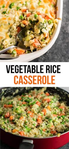 vegetable rice casserole with carrots and peas