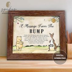 winnie the pooh quote framed in a wooden frame