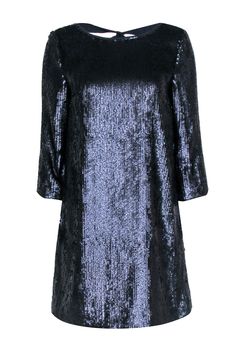 Current Boutique-J. Crew - Navy Blue Sequin Mini Dress Sz 4 Holiday Party Dress With 3/4 Sleeves, Chic Mini Dress With 3/4 Sleeve For Party, Holiday Evening Dresses With 3/4 Sleeves, 3/4 Sleeve Mini Dress For Fall Party, 3/4 Sleeve Mini Dress For Evening In Fall, 3/4 Sleeve Mini Dress For Night Out In Fall, Mini Dress For Evening With 3/4 Sleeves In Fall, Fall Evening Mini Dress With 3/4 Sleeves, 3/4 Sleeve Mini Dress For Fall Night Out