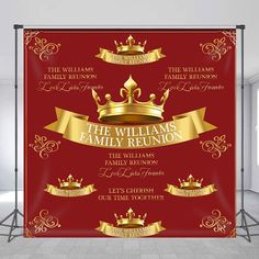 the williams family reunion banner with gold crown