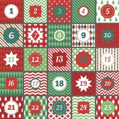 christmas themed calendars with numbers and symbols royalty