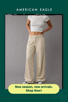 Soft vintage-inspired corduroy/Pleated front/This pant is Real Good: Made with the planet in mind & a promise to continue to do better. Trouser Pants, School Outfits, Bottoms Pants, American Eagle Outfitters, American Eagle, Womens Bottoms, Wide Leg, Vintage Inspired, Women Jeans