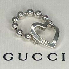 Gucci Heart Silver 925 Ball Chain Ring Sz:50 Preowned/Used Looks Great Please See Photos Purchase As Is Gucci Jewelry, Chain Ring, Ball Chain, Womens Jewelry Rings, Silver 925, See Photo, Looks Great, 50 %, Women Jewelry