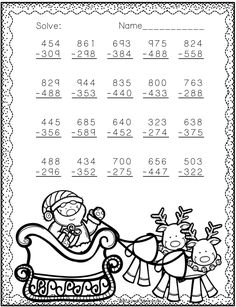 a printable worksheet for christmas with numbers and pictures on it, including santa's sleigh