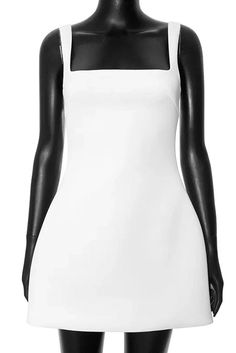 This elegant mini dress features a suspender style with a big backless design. Slim and sleeveless, it offers a chic, spliced look for any occasion. Details: Elasticity: Slight Stretch Fabric Type: POLYESTER Silhouette: Fit and Flare Neckline: Strapless Material: POLYESTER Material: SPANDEX Size (IN) Bust Waist Hip Length S 28.35-34.65 25.20-26.77 43.31 23.62 M 29.92-36.22 26.77-28.35 44.88 24.02 L 32.28-38.58 29.13-30.71 47.24 24.41 White Backless Summer Dress With Zipper, White Backless Dress With Back Zipper For Summer, Chic White Backless Dress With Back Zipper, Chic White Suspender Dress, White Sleeveless Suspender Dress For Evening, White Fitted Chic Suspender Dress, Chic Fitted Suspender Dress With Straight Neckline, White Mini Length Suspender Dress For Night Out, Chic Fitted White Suspender Dress