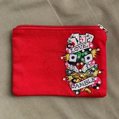 Euc/Nwot Ed Hardy “Love Is A Gamble” Canvas Pouch Never Used And Stored With Care, No Box Or Tag 7.5 Inches Long, 5.5 Inches Wide Smoke Free Pet Free Home Red Cosmetic Bag With Zipper Closure - Gift, Red Zipper Clutch Pouch, Red Bag With Zipper Pouch As Gift, Y2k Tote Bag, Fanny Pack Purse, Y2k Purse, Gold Tote Bag, Purple Canvas, Brown Satchel