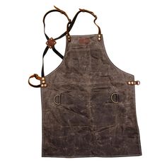 a brown leather apron with two straps