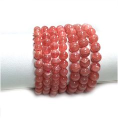 Veemake Natural Pink Red Rhodochrosite Round Beads Bracelets Charms Luxury Fine Jewelry Gemstones Bracelets Charms, Beads Bracelets, Women Gifts, Pink Red, Round Beads, Gemstone Jewelry, Gifts For Women, Fine Jewelry, Charms