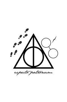 the deathly symbol for harry potter's house is shown in black and white