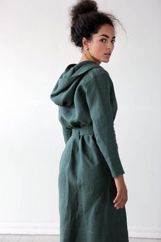 Handmade linen bathrobe Summer gown Natural linen robe Homewear Green bathrobe Linen dress Linen cap Linen Robe For Daywear, Linen Long Sleeve Robe For Daywear, Long Sleeve Linen Robe For Daywear, Linen Sleep Robe, Green Bathrobe, Linen Gown, Linen Bathrobe, Summer Gowns, Linen Kimono