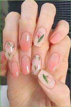 Dirty Nails, Simple Spring Nails, Korean Nail Art, Easter Nail Designs, Nail Art For Beginners, Floral Nail Designs, Cute Spring Nails