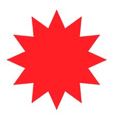 a red star shaped object is shown on a white background, with the center point pointing upward