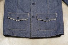 "You are looking at a classic vintage 60s/70s Sears sherpa lined indigo denim jacket. Excellent vintage condition. Labeled as a size XL, tall. Please see actual measurements below. Actual measurements lying face down: Shoulders: 19.5\" Chest: 25\" Length, from the nape: 32\" Sleeve, from the shoulder seam: 26\" If you would like to see additional photos or have any other questions, please do not hesitate to ask, and thanks for looking! Shipping disclaimer: All domestic orders under 13oz ship USP Rugged Dark Wash Cotton Outerwear, Vintage Dark Wash Outerwear With Flap Pockets, Denim Blue Cotton Outerwear With Double-needle Stitching, Winter Cotton Outerwear, Pre-washed, Winter Cotton Outerwear Pre-washed, Winter Indigo Cotton Outerwear, Pre-washed Cotton Denim Jacket For Winter, Vintage Indigo Outerwear With Buttons, Vintage Pre-washed Indigo Outerwear