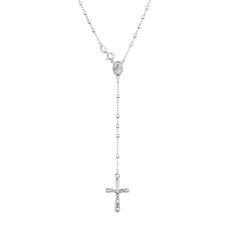 This sterling silver rosary necklace can be proudly worn as an expression of your faith and reverence. The 20'' necklace features a faceted beaded chain and is completed with a delicate cross charm. Elegant Sterling Silver Crucifix Rosary, Elegant Sterling Silver Rosary With Cross, Cross Rosary, Silver Rosary, Disney Enchanted, Jewelry Education, Rosary Necklace, Diamond Guide, Olivia Burton