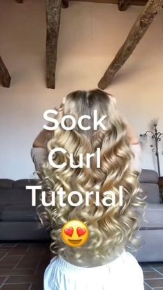 Quick Way To Curl Long Hair, Heatless Curls Dry Hair, How To Get Your Hair Curly Overnight, Sock Curlers Tutorial, Overnight Sock Curls Tutorial, Socks To Curl Hair, Curling Hair With A Sock, How To Do The Sock Curl Trend