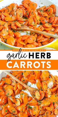 A Thanksgiving side dish idea featuring stovetop carrots! They're quick and easy to make in under 30 minutes. Amazingly delicious and slightly sweet, these Garlic Herb Carrots
 are also a perfect addition to your Christmas dinner recipes! Stovetop Carrots, Herb Carrots, Christmas Dinner Recipes, Sweet Carrots, Carrots Side Dish, Veggie Side Dish Recipes, Easter Recipe, Vegetable Side Dish, Veggie Snacks