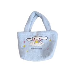 Small Cinnamoroll Handbag Is The Perfect Sanrio-Style! Its Adorable Fuzzy Plush Design Makes It Super Soft To Touch And Stylish Blue Kawaii School Bag, Kawaii Blue School Bag, Kawaii Light Blue School Bag, Kawaii Style Blue School Bag, Cute Blue School Bag, Cute Bunny Design Bags For Everyday Use, Cute Everyday Bags With Bunny Design, Cute Bunny Design Bag For Everyday Use, Cute White Bag With Bunny Design