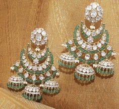 Jadau Chandbali Earrings, Earrings Buttalu, Diamond Chandbali Earrings, Target Earrings, Tika Jewelry, Fusion Jewellery, Ear Tops, Bridal Jewellery Inspiration